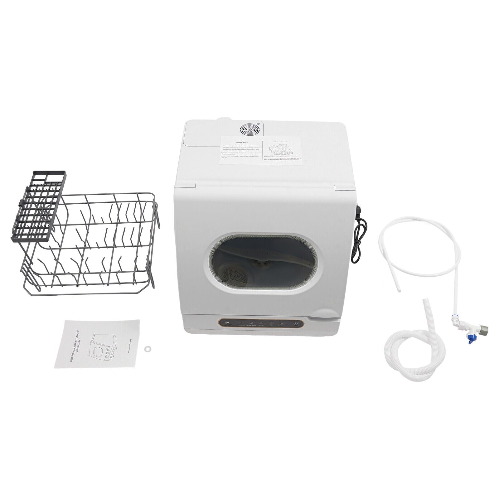 Compact Countertop Dishwasher with 5 Wash Programs, 360° Spray Arms, and Quick Installation – Ideal for Small Apartments, Dorms, and RVs