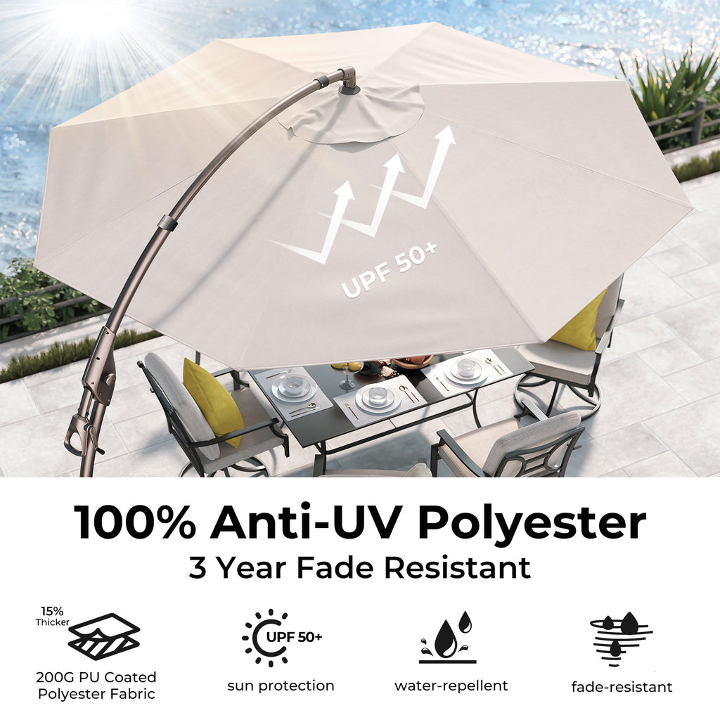 GRANDPATIO 12 ft Deluxe Aluminium Patio Umbrella with Base, Large Offset Outdoor Umbrella, Navy Blue