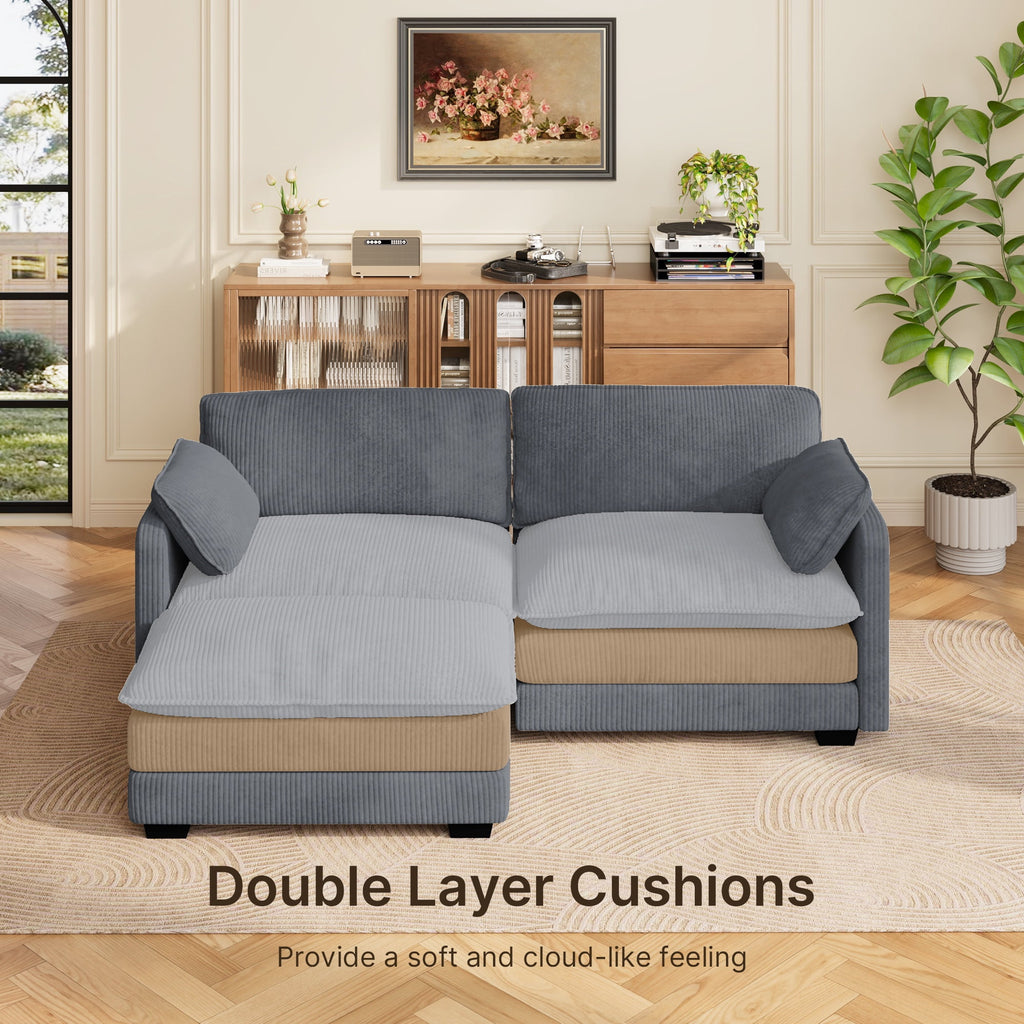 Asofer 31 Cloud Accent Sofa With Washable Cover, Single Corduroy Chair with Deep Seat Upholstered Cushion for Apartment,Dark gray