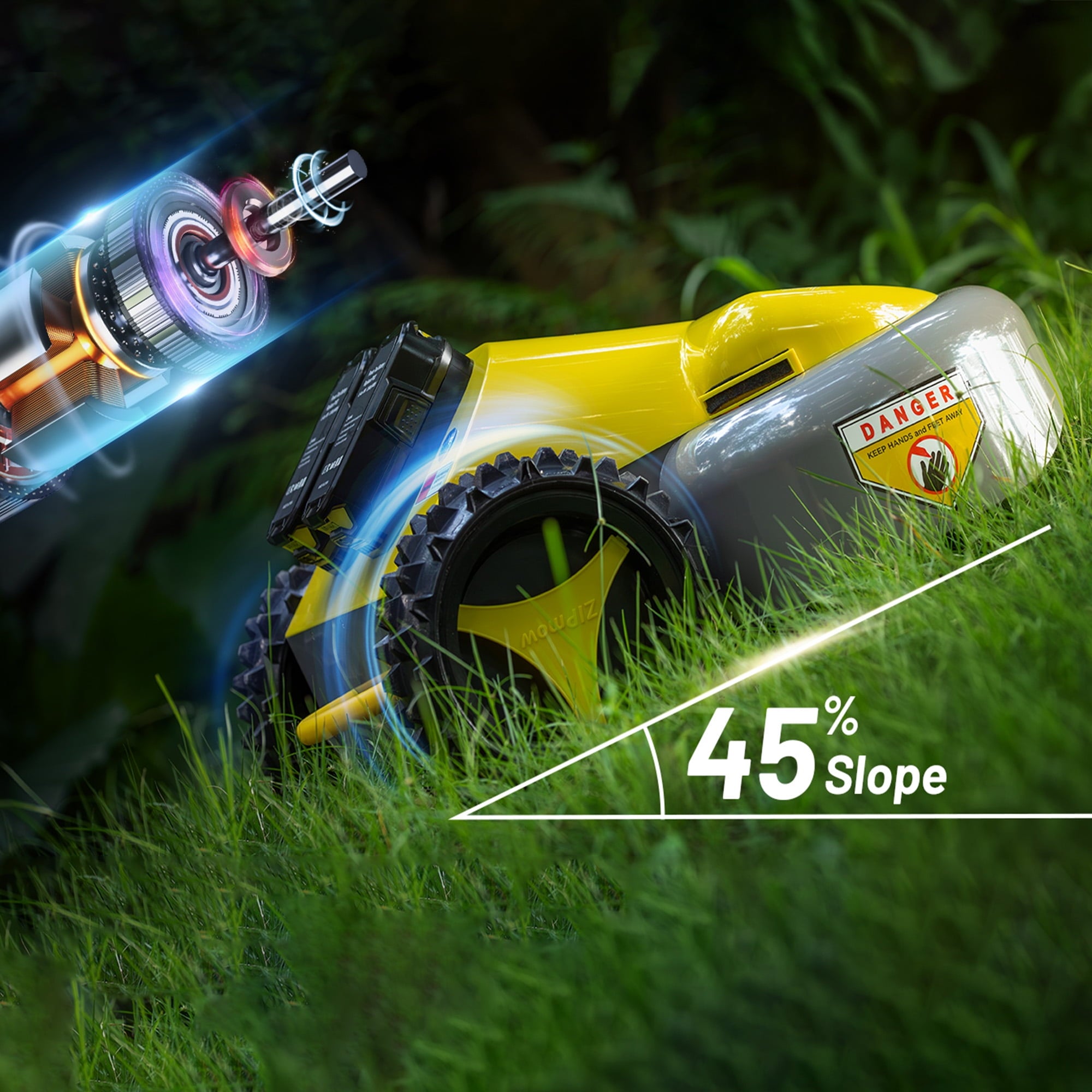 ZIPmow A106-RC Self-Propelled Cordless Lawn Mower - Remote Control, AWD, 45° Slope Climbing, 2-3 Inch Cutting Height, 60Min Runtime with Dual 3Ah Batteries, 17lbs Ultra-Lightweight