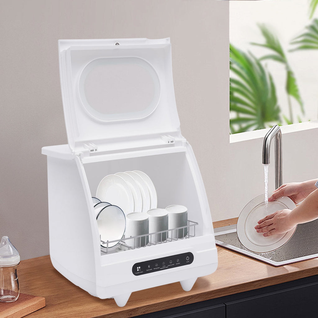 ToppiJoy Portable Countertop Dishwasher with 5 Washing Functions, Quick Wash, Sterilization & Energy-Saving Design – Ideal for Small Kitchens, Apartments, and Family Homes