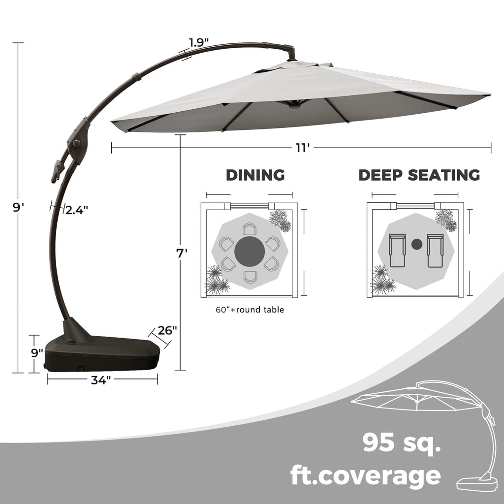 GRANDPATIO 12 ft Deluxe Aluminium Patio Umbrella with Base, Large Offset Outdoor Umbrella, Navy Blue