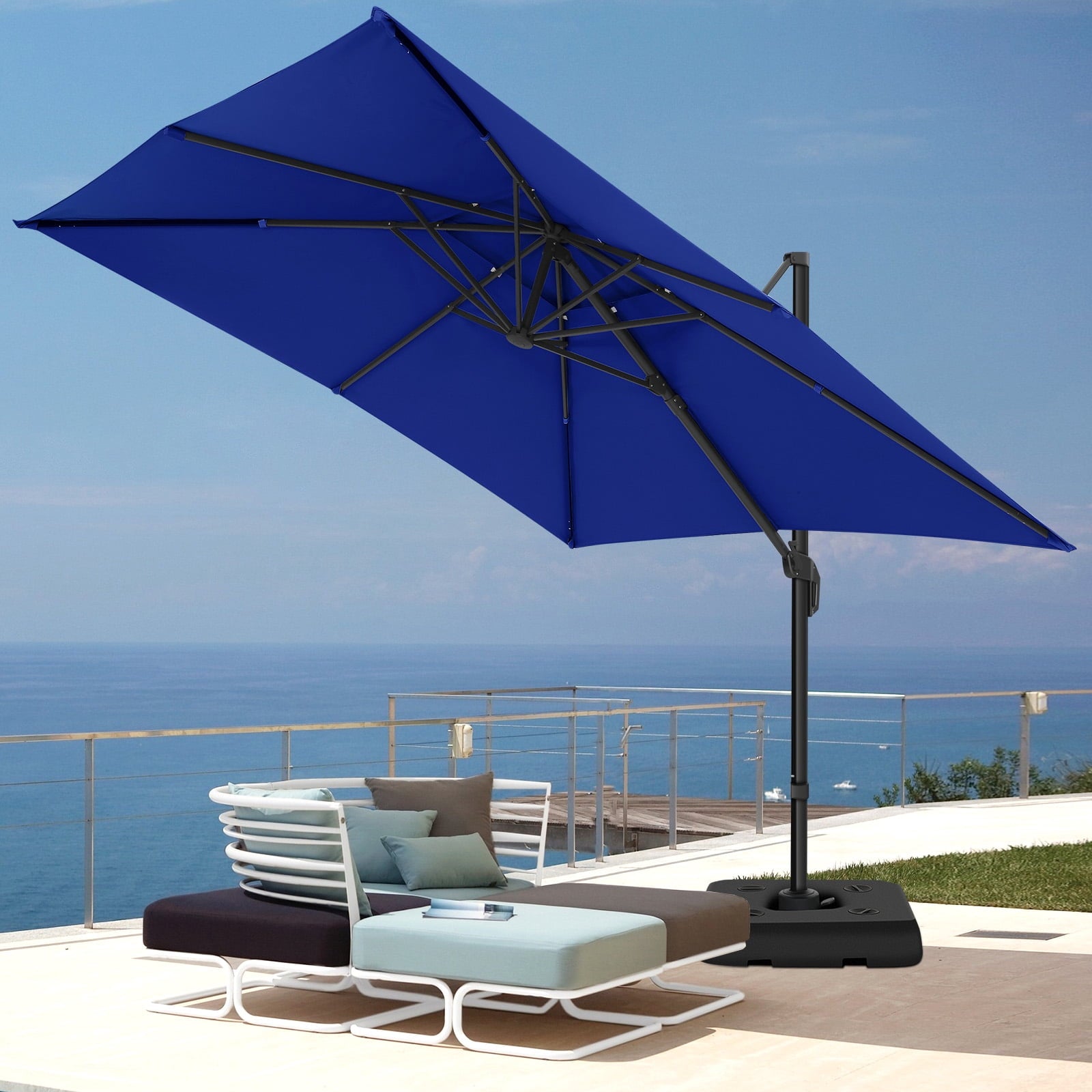 HOTEEL 10ft Patio Umbrella Outdoor Square Large Cantilever Windproof Offset and Heavy Duty Sun Umbrella for Garden Deck Pool，Gray