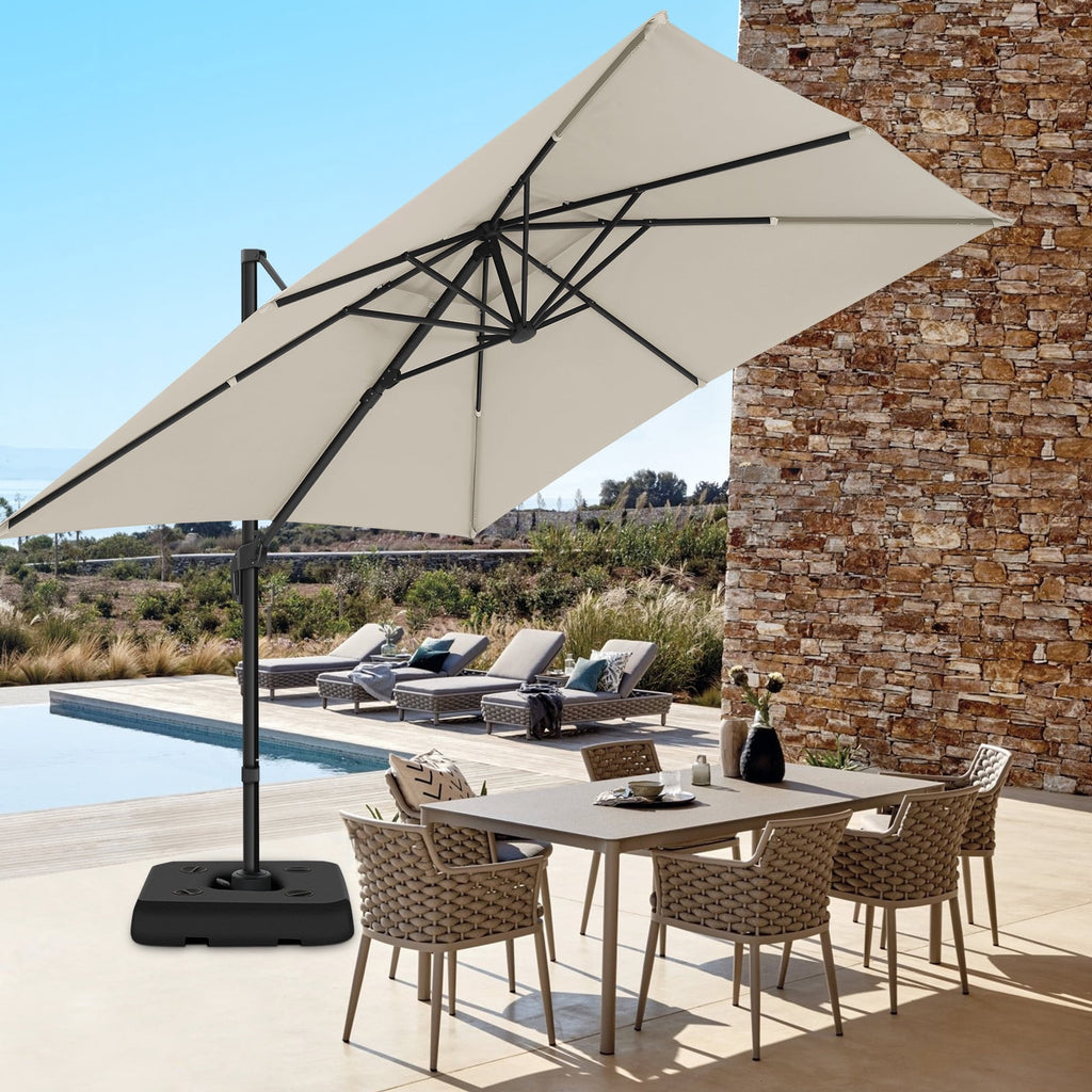 HOTEEL 10ft Patio Umbrella Outdoor Square Large Cantilever Windproof Offset and Heavy Duty Sun Umbrella for Garden Deck Pool，Gray