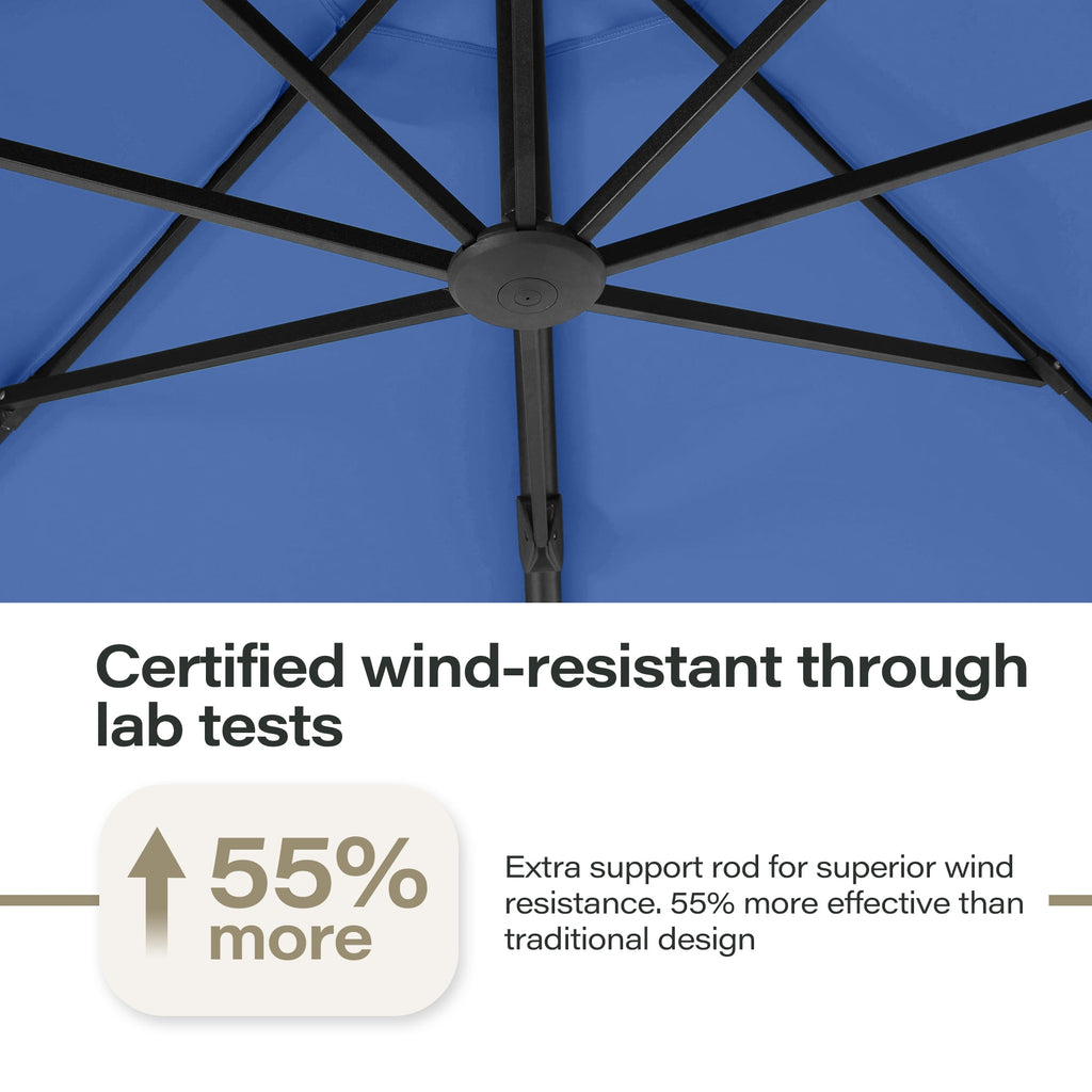 LAUSAINT HOME 11 FT Outdoor Patio Umbrella with Base, Aluminum Cantilever Umbrella with Crank, Champagne