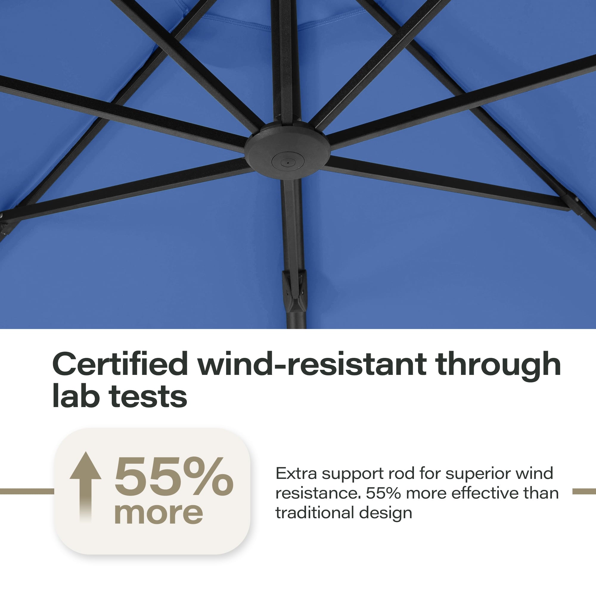 LAUSAINT HOME 11 FT Outdoor Patio Umbrella with Base, Aluminum Cantilever Umbrella with Crank, Champagne