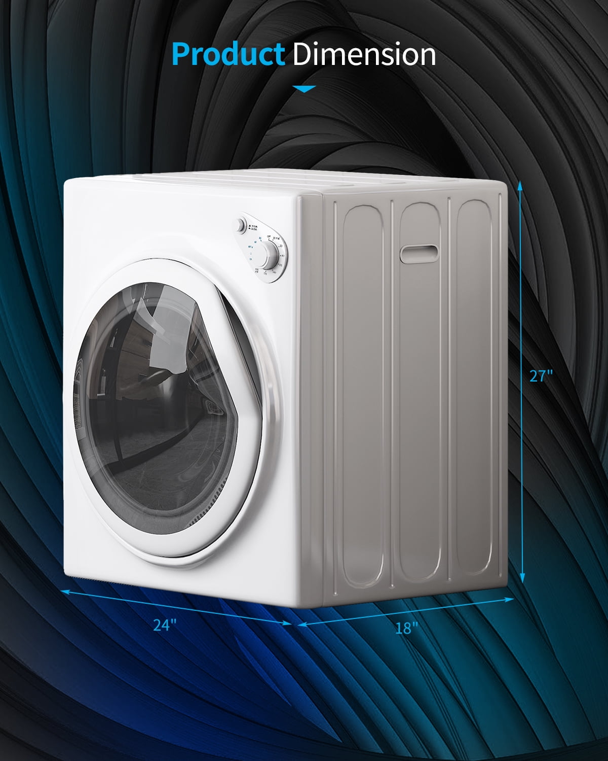 DISHUP 2.6 Cu.Ft Portable Clothes Dryer, 10 lbs Compact Dryer with Stainless Steel Tub, Electric Dryer for RV, Home, Apartment, White