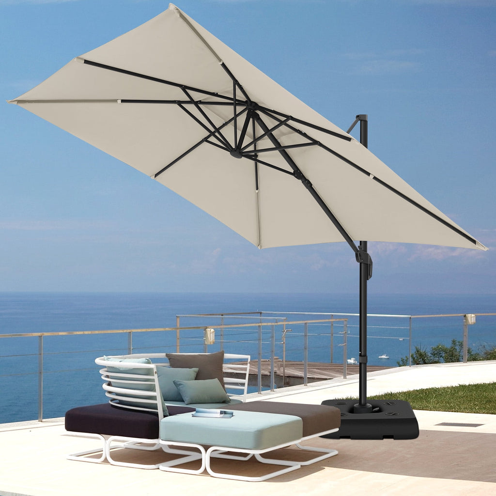 HOTEEL 10ft Patio Umbrella Outdoor Square Large Cantilever Windproof Offset and Heavy Duty Sun Umbrella for Garden Deck Pool，Gray