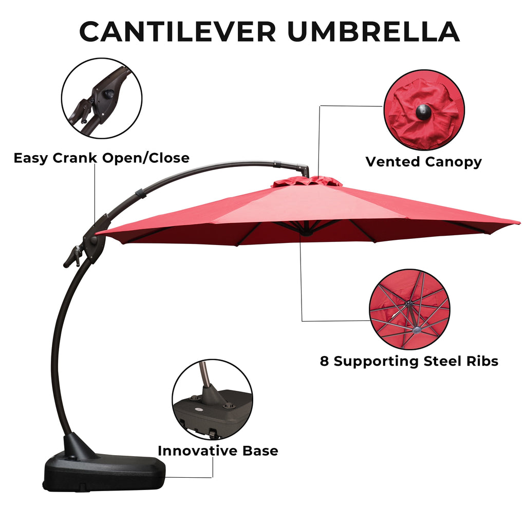 GRANDPATIO 12 ft Deluxe Aluminium Patio Umbrella with Base, Large Offset Outdoor Umbrella, Navy Blue