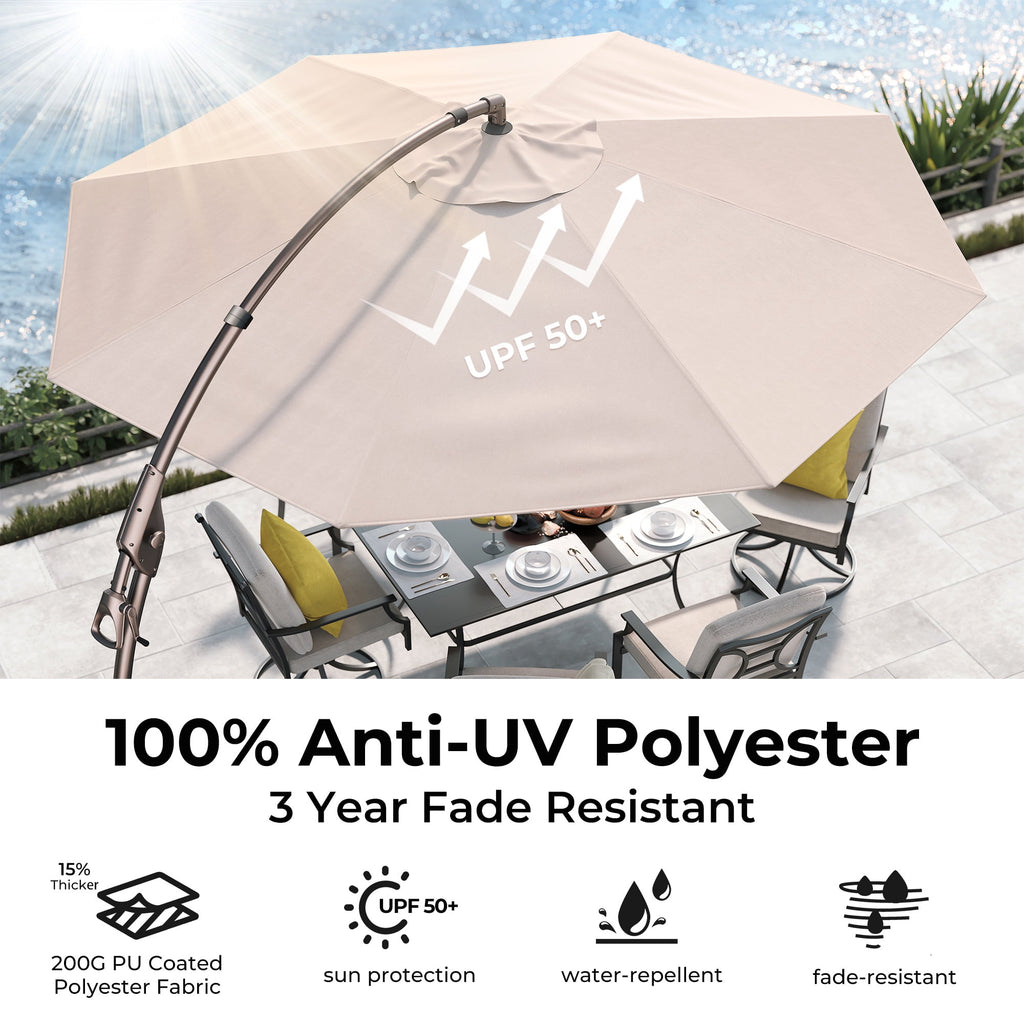 GRANDPATIO 12 ft Deluxe Aluminium Patio Umbrella with Base, Large Offset Outdoor Umbrella, Navy Blue