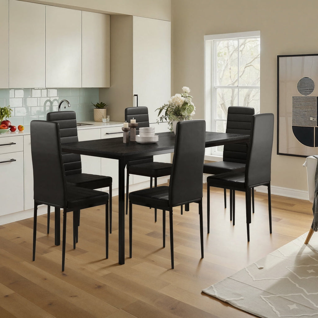 Asofer 5-Piece Dining Table Set for 4, Mid-Century Modern Solid Wood  Kitchen Table and 4 Upholstered Chairs, Small Space Rubberwood Dinette Set for Apartment, Walnut
